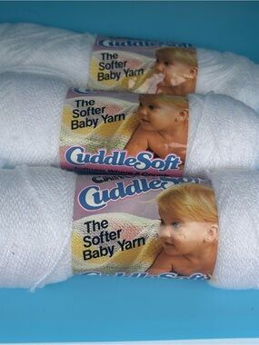 2 Full 1 partial skein Caron Cuddle Soft Yarn, White